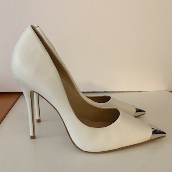 SAKS FIFTH AVENUE Women's Cap-Toe Leather Stiletto Pumps - Picture 4 of 8